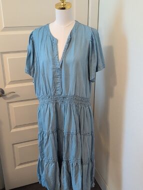 JANE and DELANCEY Tiered V-Neck Dress Lyocell with Pockets Size 2X